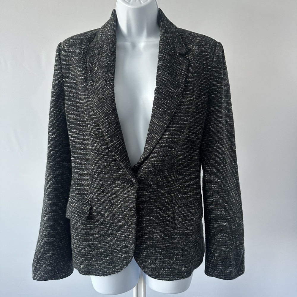 Anthropologie Cartonnier Knit Blazer Textured Gray, Sz: M (b43)